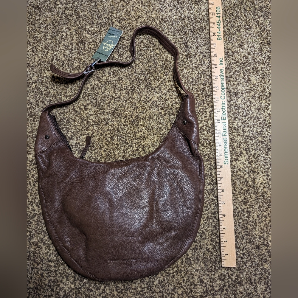 STONE MOUNTAIN Shoulder Bag Brown Leather Silver Hardware 13 X 14 NWT - Picture 2 of 8
